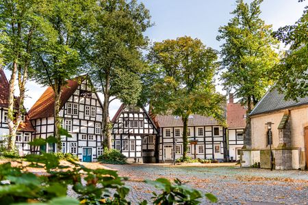Fachwerkhäuser rund um die ev. St. Johanniskirche - das sogenannte Haller Herz