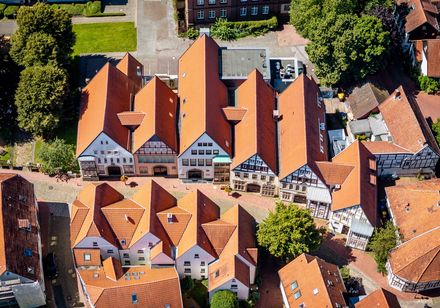 Luftaufnahme Fachwerkhäuser im Schnurrviertel Minden