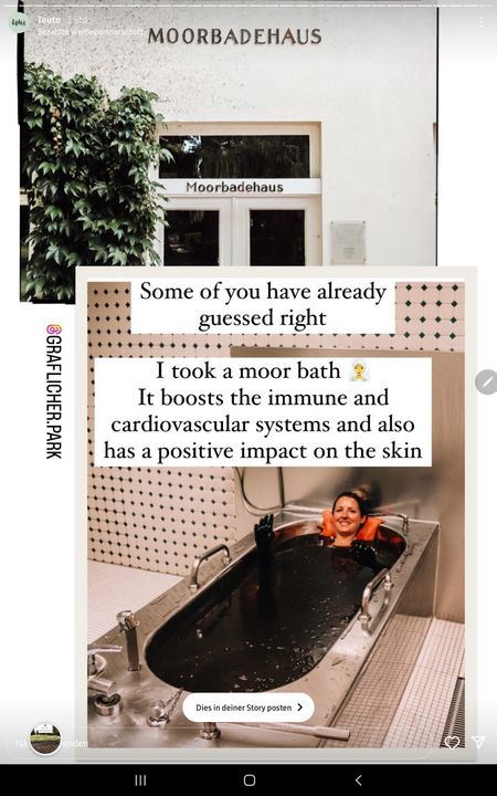 Frau beim Moorbaden im Gräflichen Park von Bad Driburg, Foto: itchyfeet Sarah Waltinger