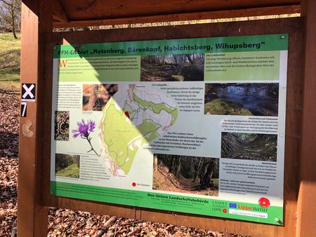 Eine Informationstafel am Wegesrand auf dem Luhbachweg 