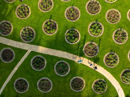 Radregion Teutoburger Wald: Radfahrer im Nordpark Bielefeld von Oben