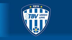 Wappen des TBV Lemgo Lippe mit blauen und weißen Streifen, einem Ball und dem Schriftzug "1911".